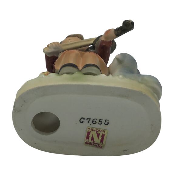 Vintage Napcoware Collectible Figurine Girl on Fence Playing Violin Sheep Japan - Picture 5 of 5
